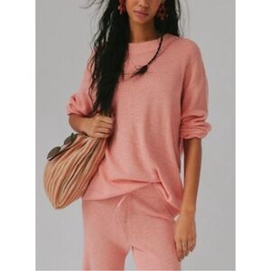 Free People Beach Malibu Solid Surf Sweater Coral Light Pink Sweater Extra Small